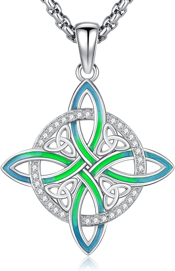 Sterling Silver Pentagram Necklace Triple Moon