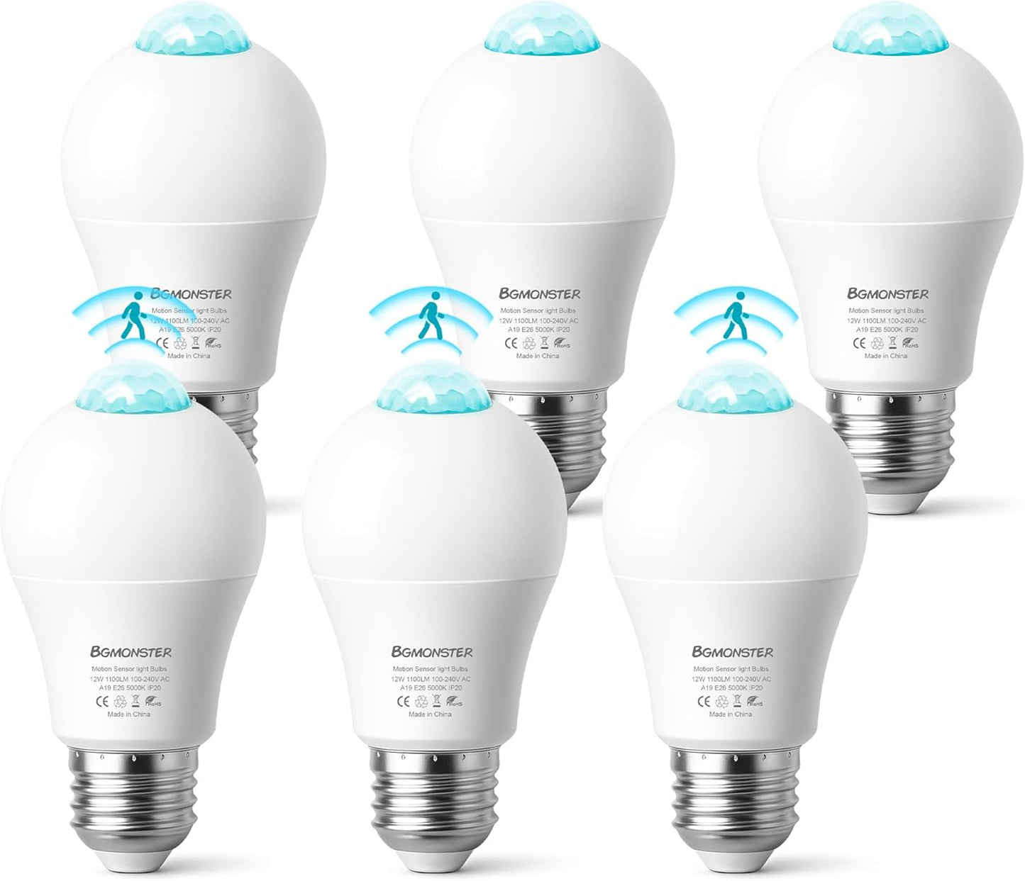 4-pack Motion Sensor Light Bulbs, 12w(100w Equivalent) e26 a19 Security LED Bulb Outdoor/indoor, ...