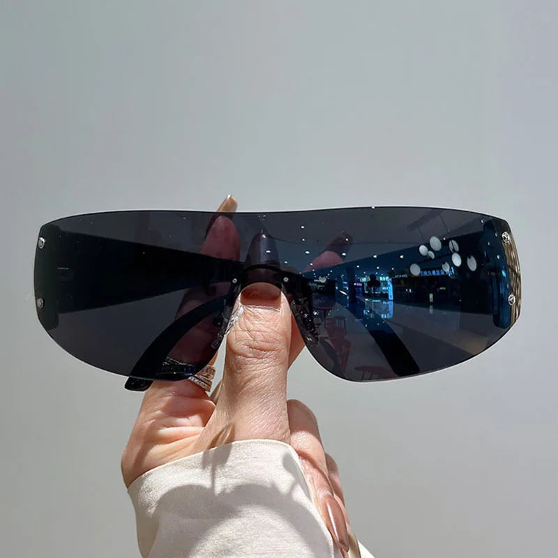 Rimless Rivet One-Piece Y2K Steampunk Sunglasses