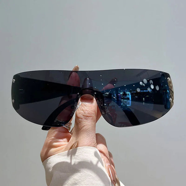 Rimless Rivet One-Piece Y2K Steampunk Sunglasses