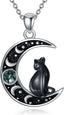 Sterling Silver Pentagram Necklace Triple Moon