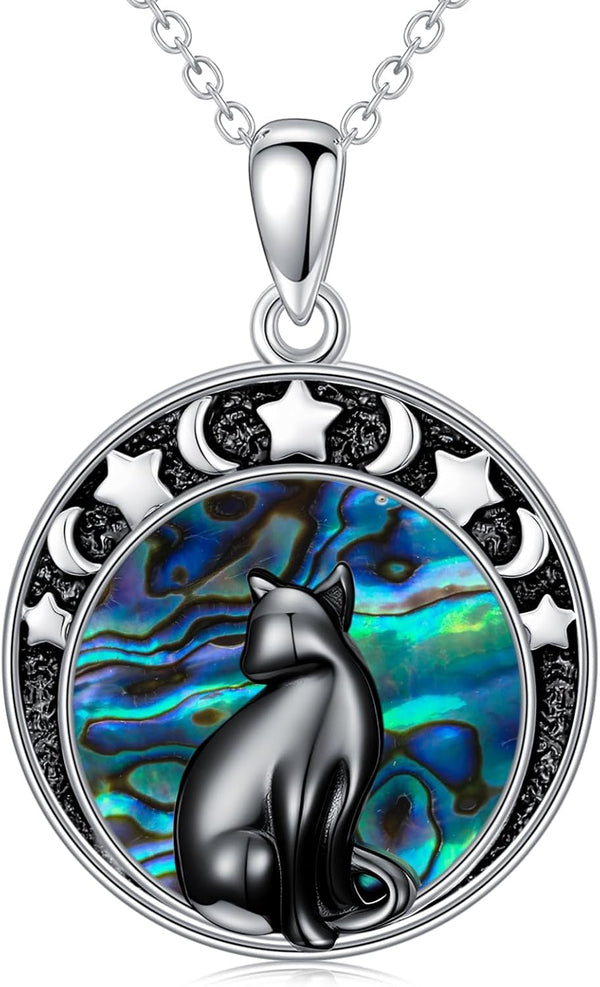Sterling Silver Pentagram Necklace Triple Moon