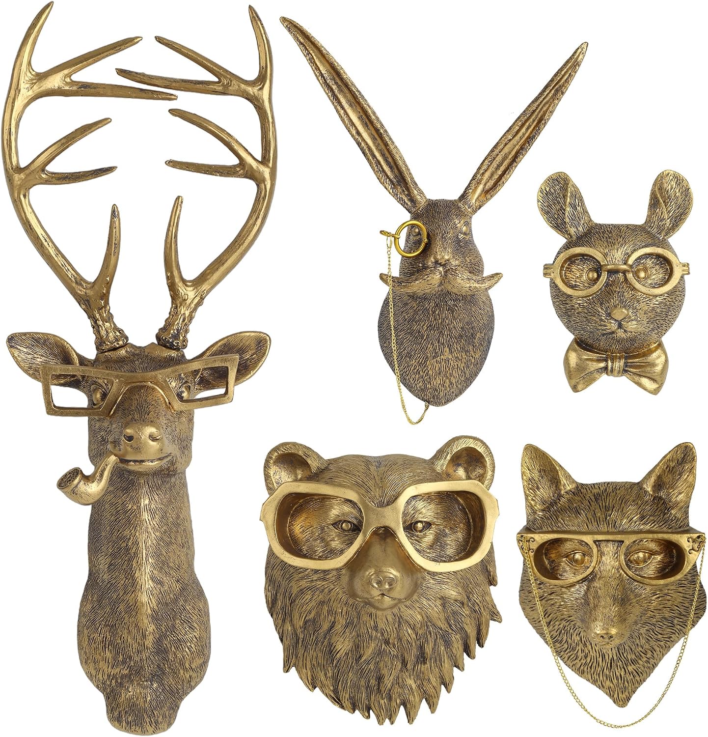 Gold Rabbit Animal Head Wall Sculpture