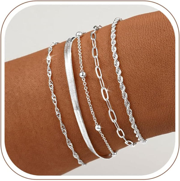 BERISO Gold Bracelets for Women, Elegant Adjustable 14K Gold Plated Bracelet for Women, Trendy Minimalist Dainty Gold Bracelet for Everyday Wear