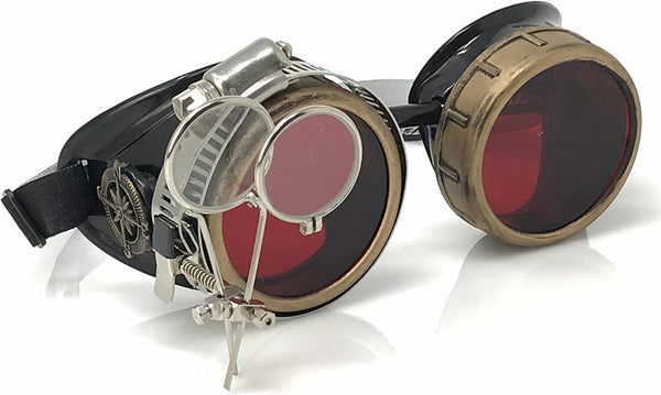 Victorian Steampunk Goggles with Compass & Ocular Loupe