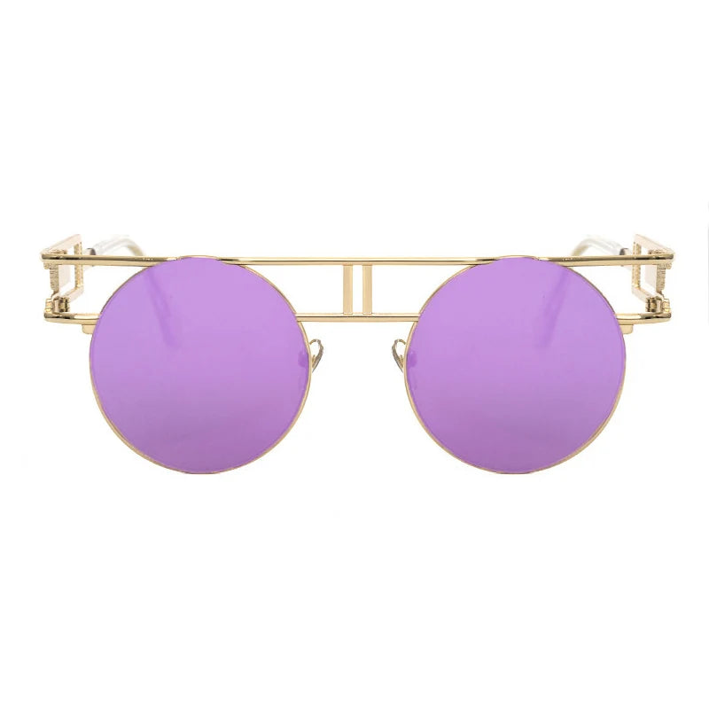 Big Frame Round Alloy Mirror Steampunk Sunglasses
