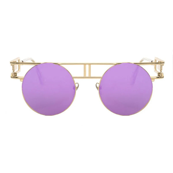 Big Frame Round Alloy Mirror Steampunk Sunglasses
