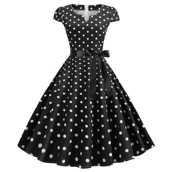 Polka Dot Vintage Swing Dress - 1950s Rockabilly Pin-Up Style