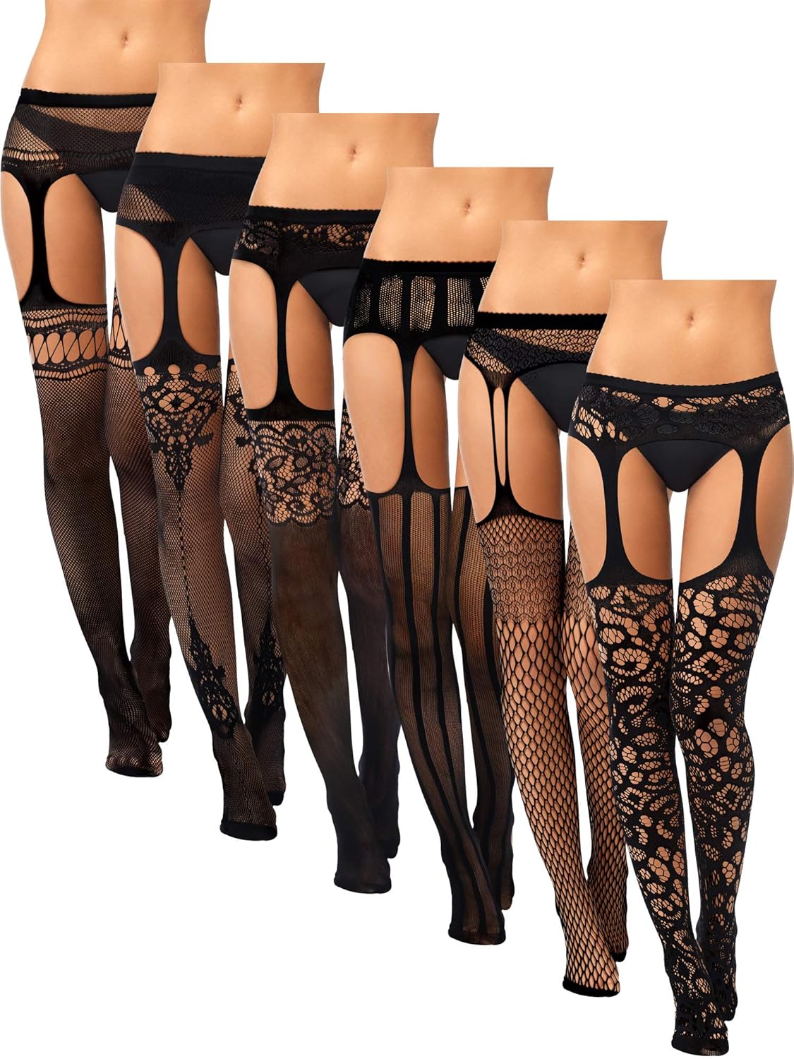 Fishnet Thigh-High Stockings – 6 Pairs Plus Size