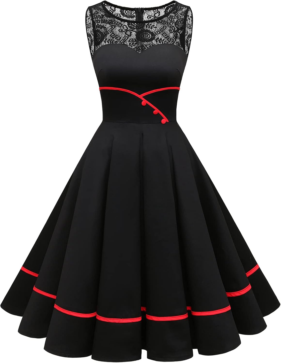 Floral Vintage Swing Dress - Sleeveless - 1950s Rockabilly Pin-Up Style