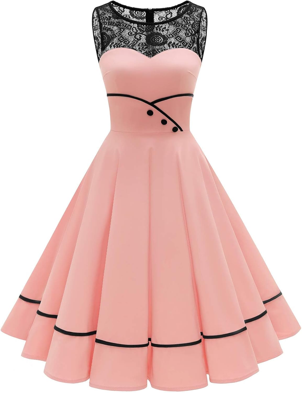 Floral Vintage Swing Dress - Sleeveless - 1950s Rockabilly Pin-Up Style