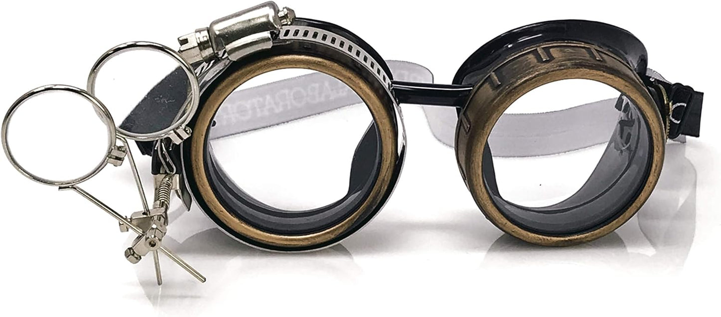 Victorian Steampunk Goggles with Compass & Ocular Loupe