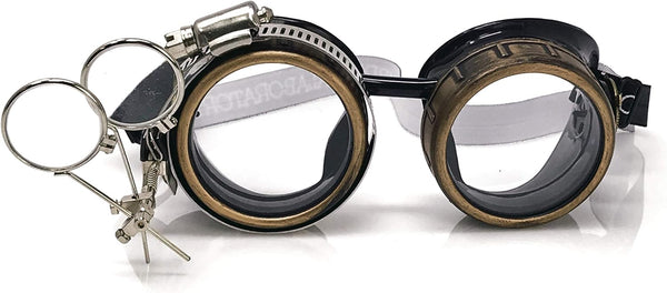Victorian Steampunk Goggles with Compass & Ocular Loupe