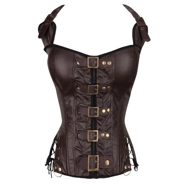 Halterneck Faux Leather Gothic Corset Top