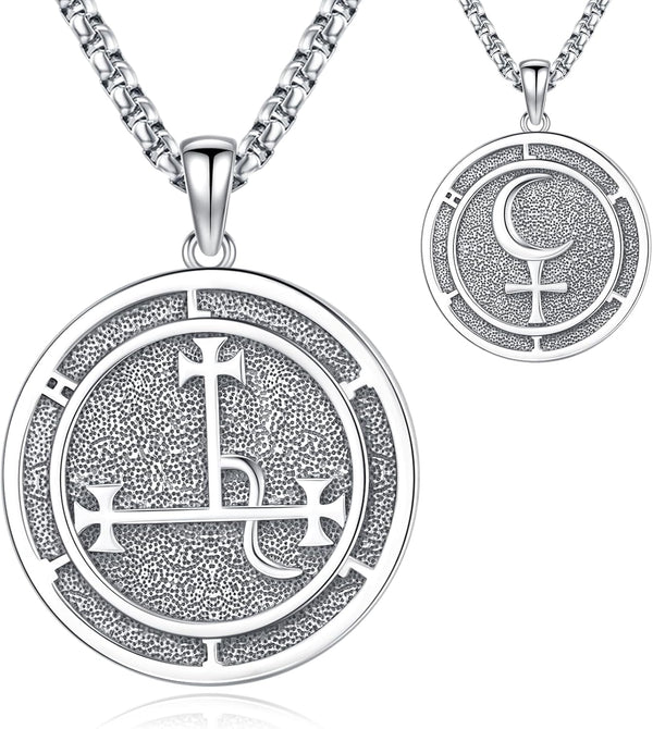 Sterling Silver Pentagram Necklace Triple Moon Tetragrammaton