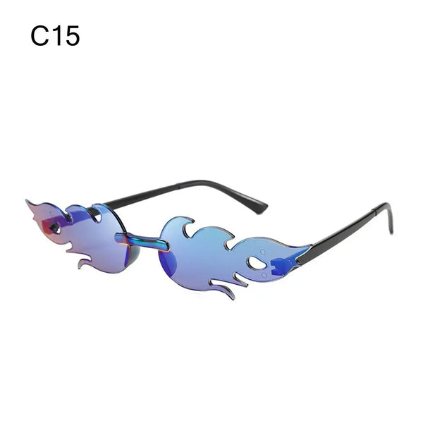 Rimless Fire Flame Party Sunglasses – UV400