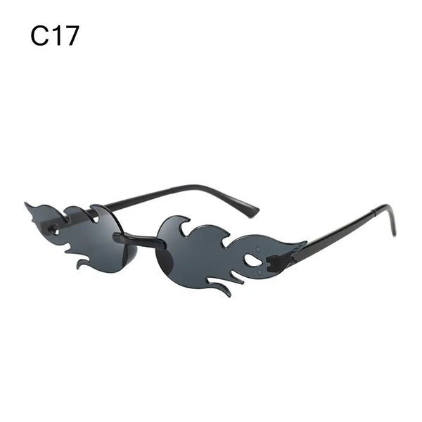 Rimless Fire Flame Party Sunglasses – UV400