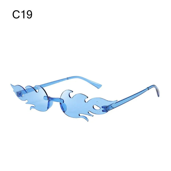 Rimless Fire Flame Party Sunglasses – UV400