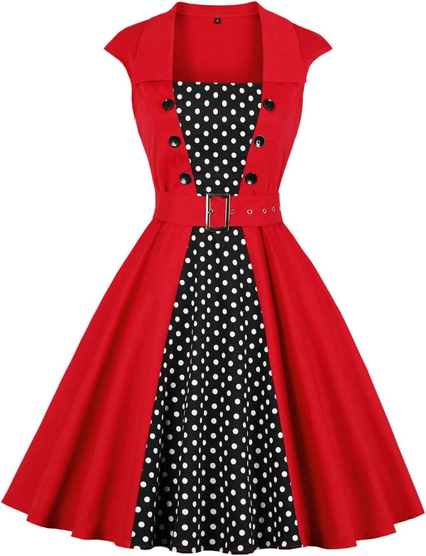 Polka Dot Style Cocktail Party Swing Dress