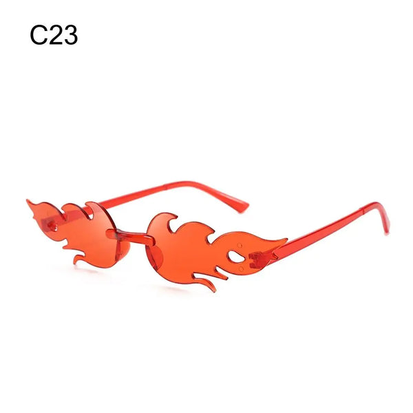 Rimless Fire Flame Party Sunglasses – UV400
