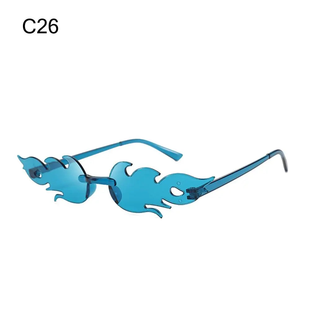 Rimless Fire Flame Party Sunglasses – UV400