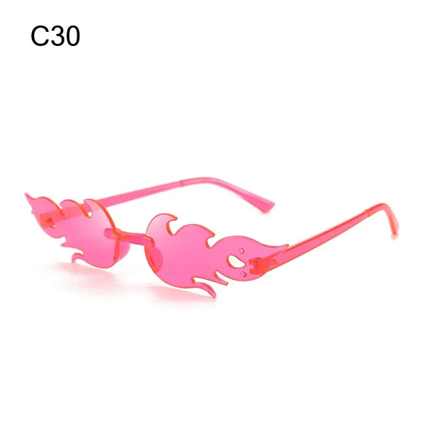 Rimless Fire Flame Party Sunglasses – UV400