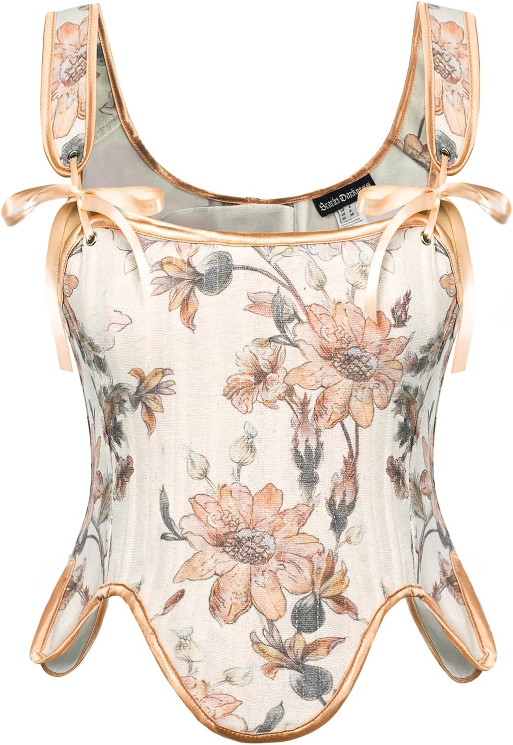 Renaissance Floral Lace-Up Bustier with Zipper