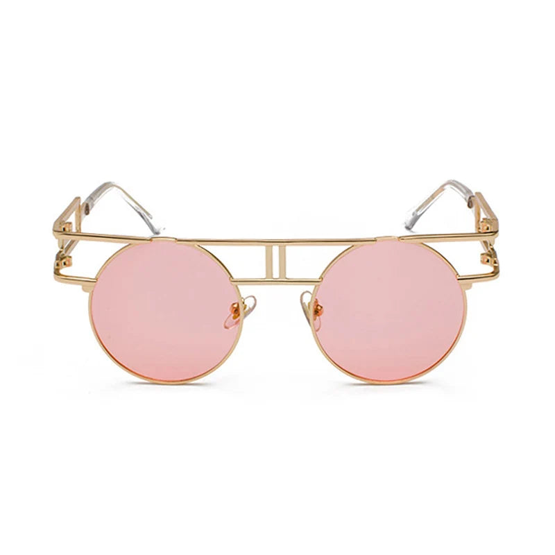 Big Frame Round Alloy Mirror Steampunk Sunglasses