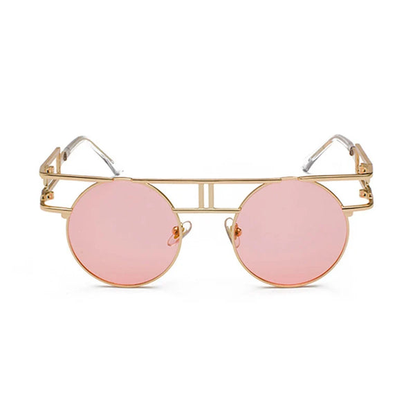 Big Frame Round Alloy Mirror Steampunk Sunglasses