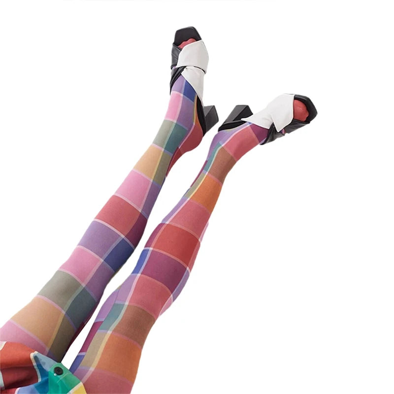 Y2K Tie Dye Hollow Out Mesh Patterned Tights