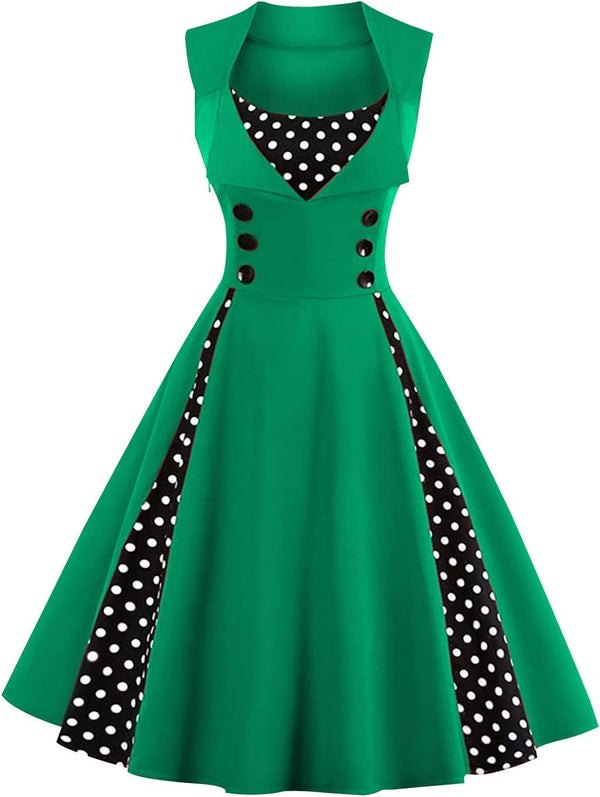 Polka Dot Style Cocktail Party Swing Dress
