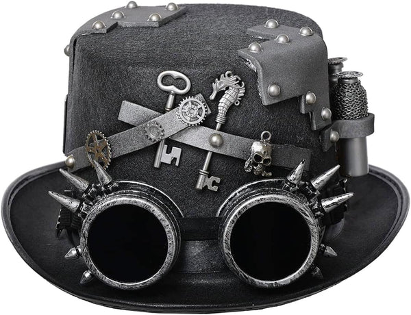 Steampunk Top Hat with Attached Goggles – Unisex