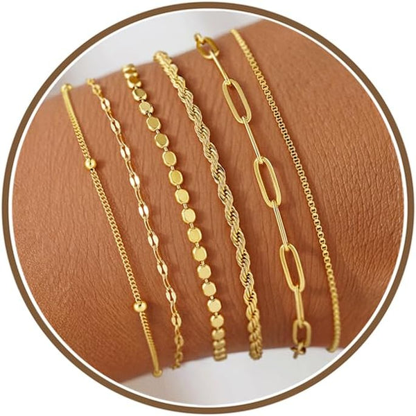 M MOOHAM Gold Bracelets Set for Women No Tarnish