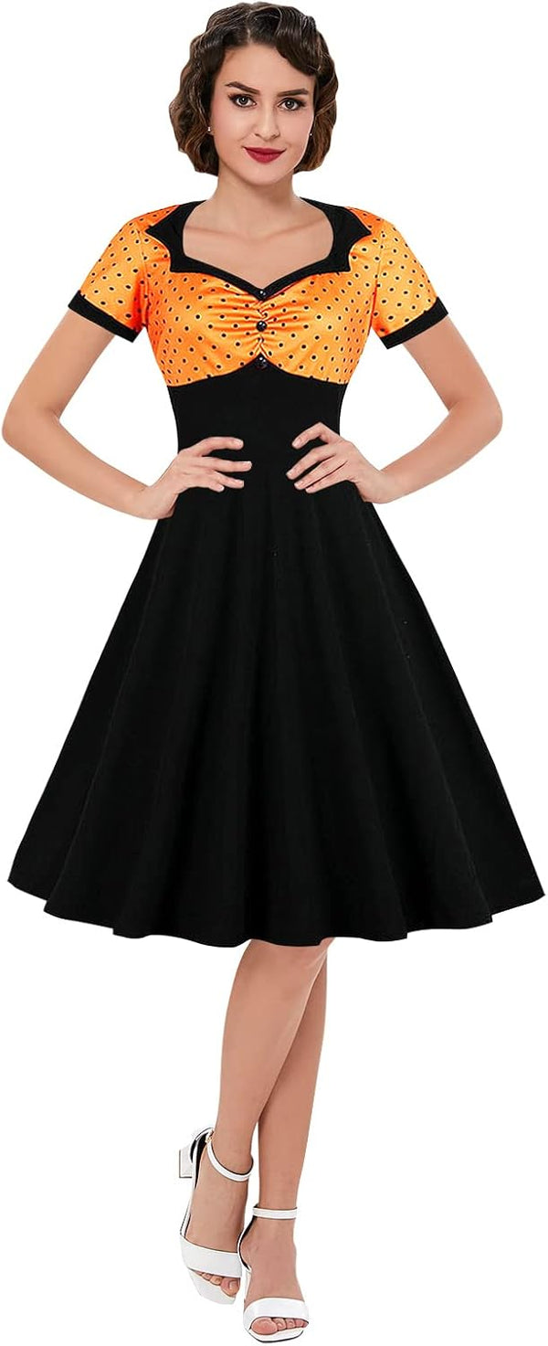 Polka Dot Style Cocktail Party Swing Dress