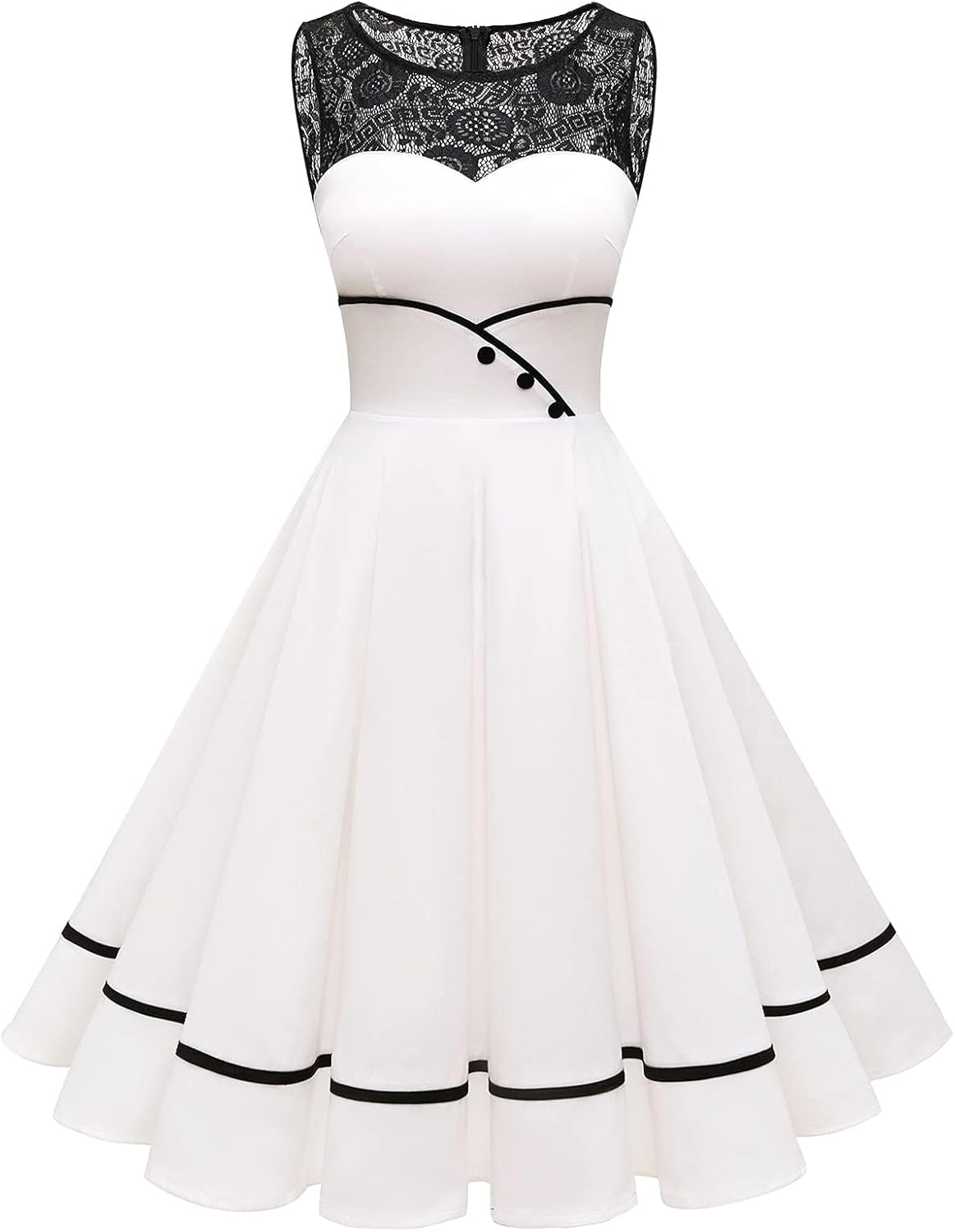 Floral Vintage Swing Dress - Sleeveless - 1950s Rockabilly Pin-Up Style