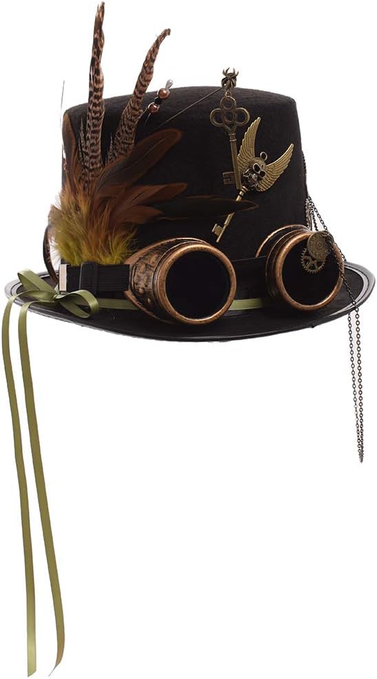 Steampunk Top Hat with Attached Goggles – Unisex