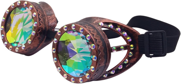 Kaleidoscope Rainbow Prism Steampunk Rave Goggles