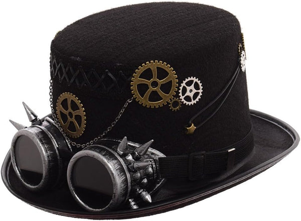 Steampunk Top Hat with Attached Goggles – Unisex