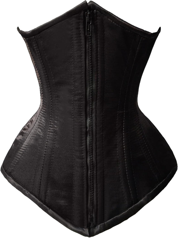 Double Steel Boned Brocade Faux Leather Underbust Corset
