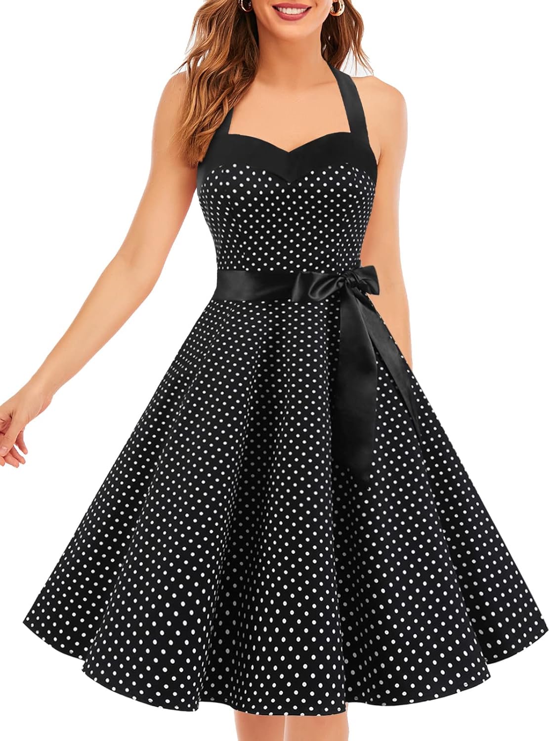 Vintage Swing Dress - Halter Neck - 1950s Rockabilly Pin-Up Style