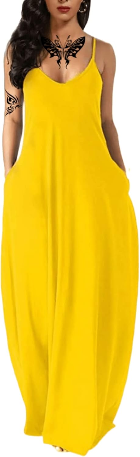 Women's Summer Maxi Long Dress Casual Boho Sleeveless Strap