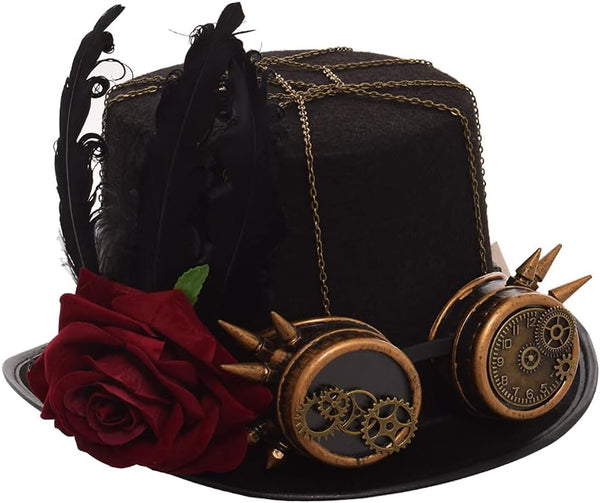 Steampunk Top Hat with Attached Goggles – Unisex