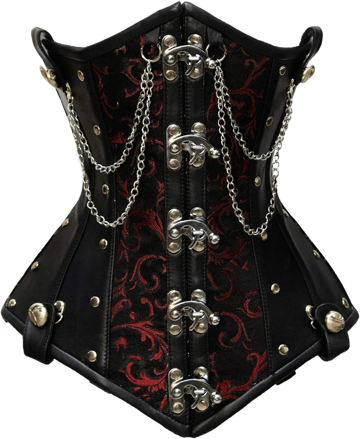 Double Steel Boned Brocade Faux Leather Underbust Corset