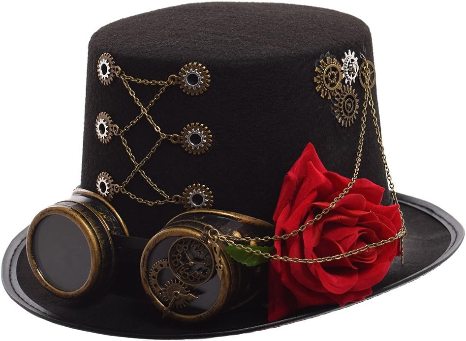 Steampunk Top Hat with Attached Goggles – Unisex