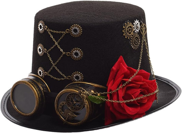 Steampunk Top Hat with Attached Goggles – Unisex