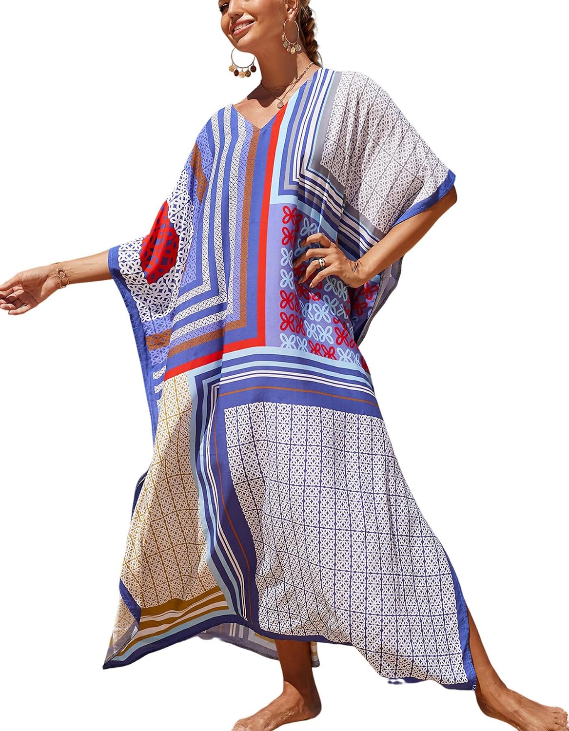 Women's Plus Size Beach Lounge Kaftan Maxi Dress swimsuit coverup for women