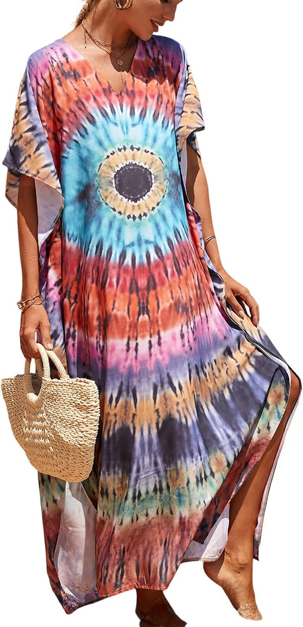 Women's Plus Size Beach Lounge Kaftan Maxi Dress swimsuit coverup for women