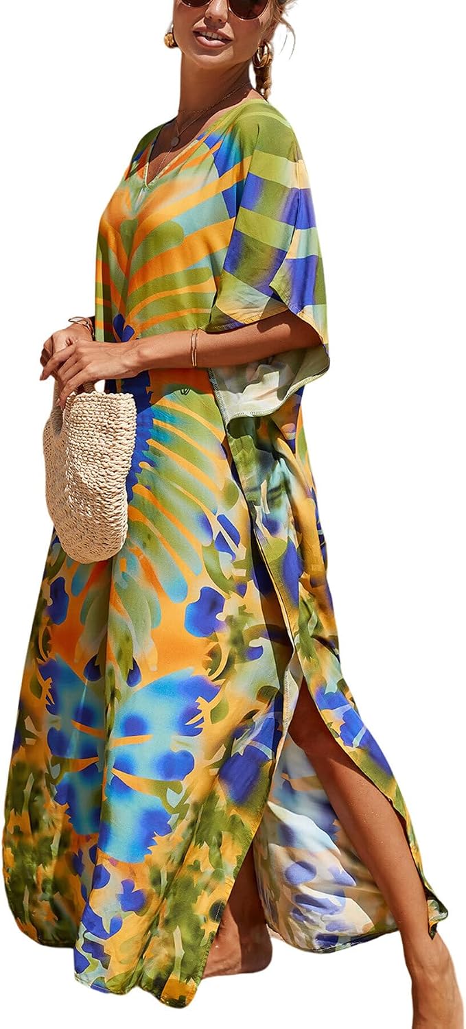 Women's Plus Size Beach Lounge Kaftan Maxi Dress swimsuit coverup for women