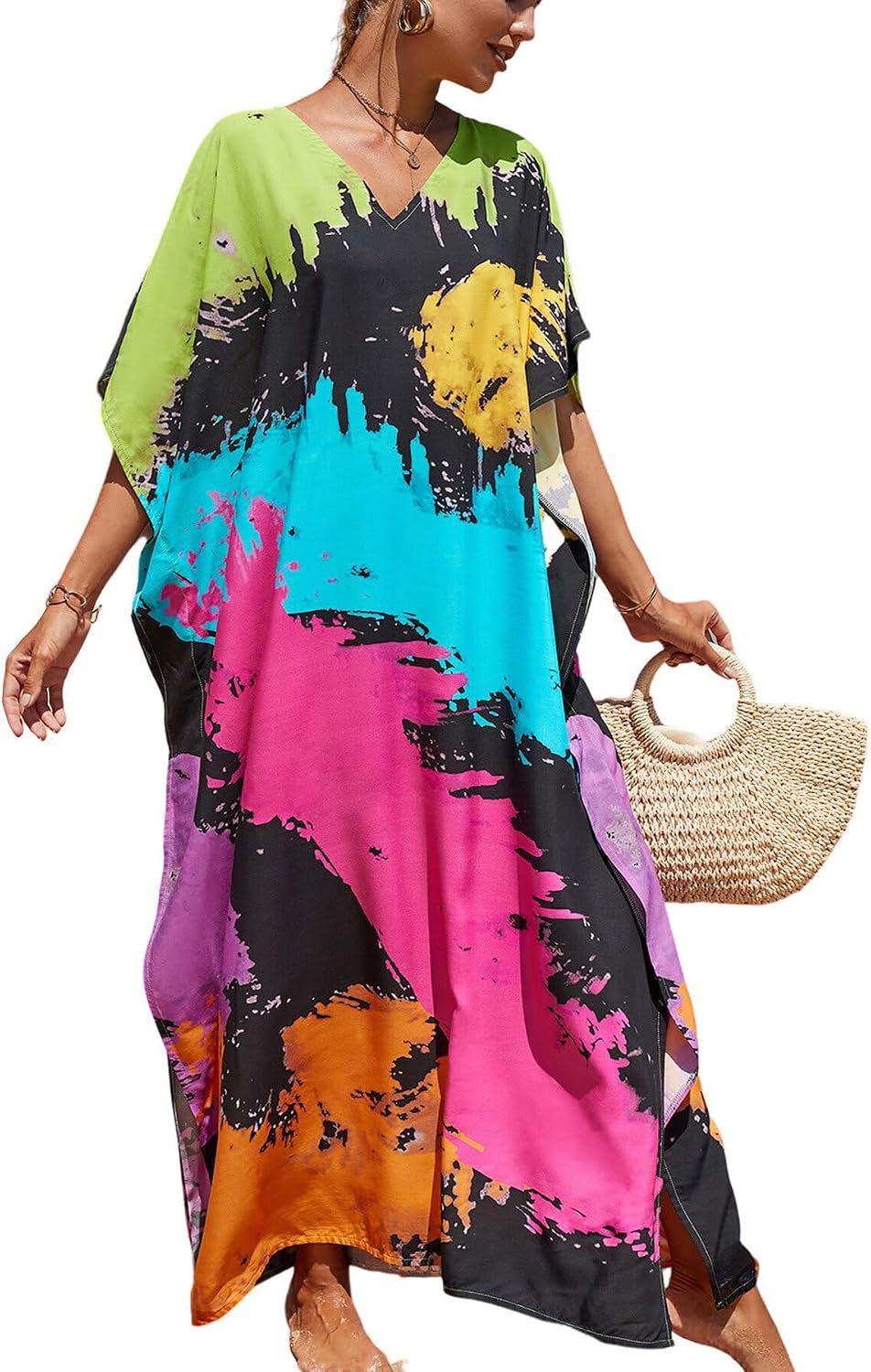 Women's Plus Size Beach Lounge Kaftan Maxi Dress swimsuit coverup for women