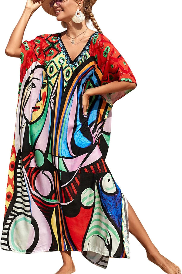 Women's Plus Size Beach Lounge Kaftan Maxi Dress swimsuit coverup for women